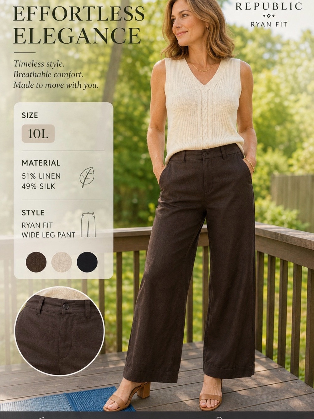Banana Republic Ryan Fit Wide Leg Pants in Brown